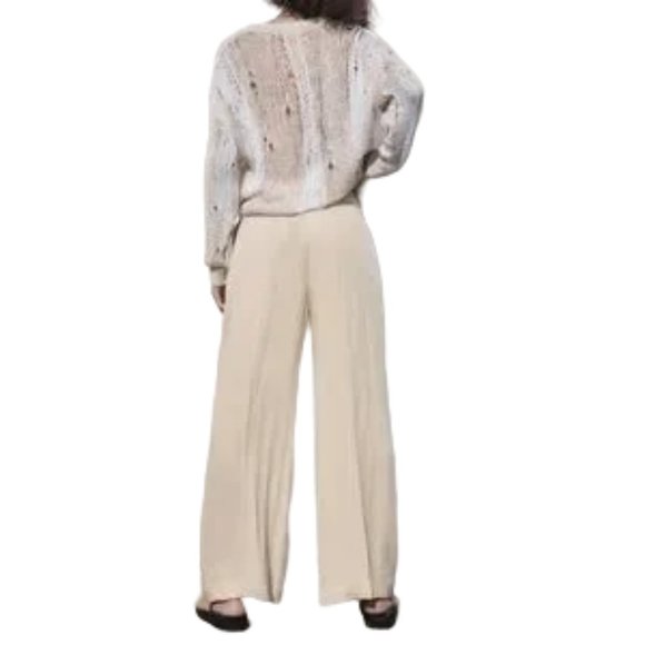 NWT ZARA Modal Blend High Rise Wide Leg Pleat Front Trouser Pants SIZES 12,16 - Picture 2 of 12